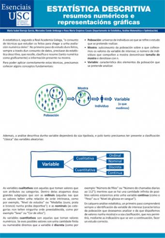 Cuberta para Estatística descritiva: resumos numéricos e representacións gráficas