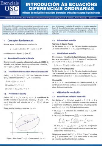 Cuberta para Introdución ás ecuacións diferenciais ordinarias: métodos de resolución de ecuacións diferenciais ordinarias escalares de primeira orde