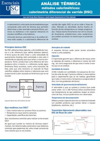 Cuberta para Análise térmica: métodos calorimétricos. Calorimetría diferencial de varrido (DSC)