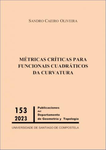 Cuberta para Métricas críticas para funcionais cuadráticos da curvatura