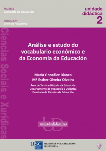 Cuberta para Análise e estudo do vocabulario económico e da Economía da Educación