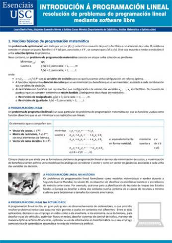 Cuberta para Introdución á programación lineal: resolución de problemas de programación lineal mediante ‘software’ libre