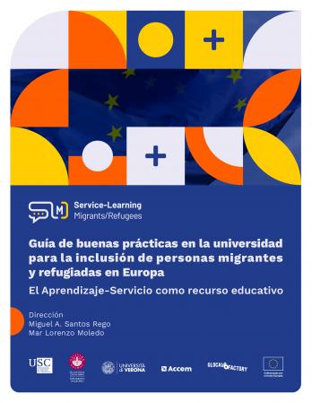 Cuberta para Guía de buenas prácticas en la universidad para la inclusión de personas migrantes y refugiadas en Europa: el Aprendizaje-Servicio como recurso educativo