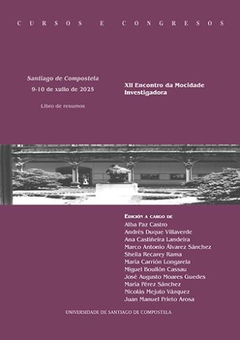 Cuberta para XII Encontro da Mocidade Investigadora, Santiago de Compostela, 9-10 de xullo de 2025: libro de resumos