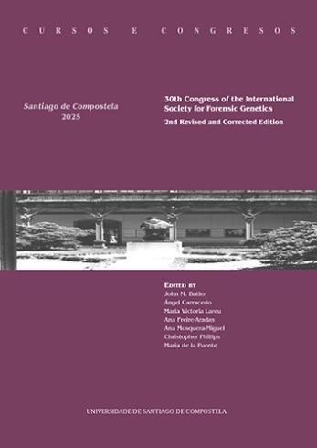Cuberta para 30th Congress of the International Society for Forensic Genetics, Santiago de Compostela, 9-13 September 2024: proceedings. 2nd Revised and Corrected Edition
