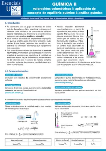Cuberta para Química II: valoracións volumétricas I. Aplicación do concepto de equilibrio químico á análise química