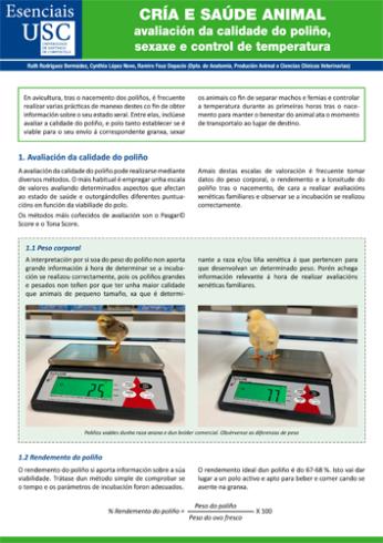 Cuberta para Cría e saúde animal: avaliación da calidade do poliño, sexaxe e control de temperatura