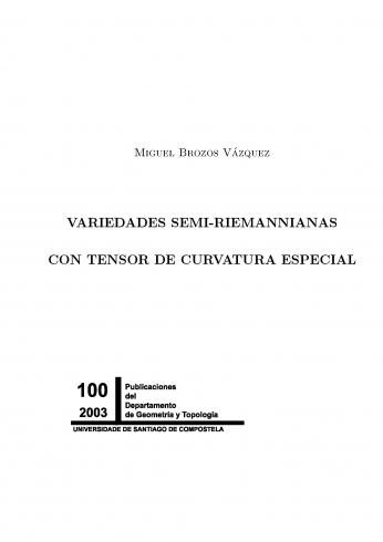 Cuberta para Variedades semi-riemannianas con tensor de curvatura especial