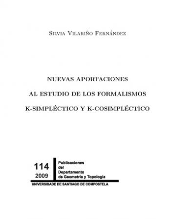 Cuberta para Nuevas aportaciones al estudio de los formalismos K-simpléctico y k-cosimpléctico