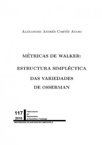 Cuberta para Métricas de Walker: estructura simpléctica das variedades de Osserman