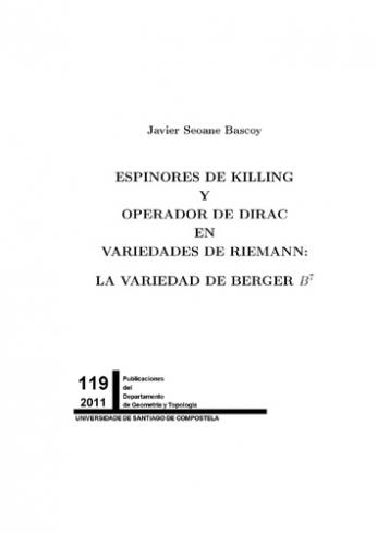 Cuberta para Espinores de killing y operador de dirac en variedades de Riemannn: la variedad de Berger B7