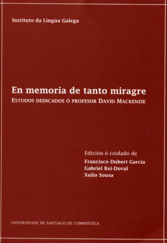 Cuberta para En memoria de tanto miragre: estudos dedicados ó profesor David Mackenzie